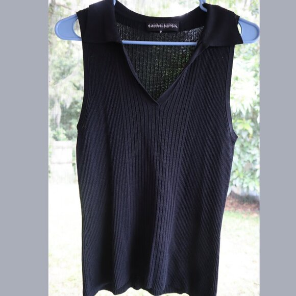 <👽 3/20$>CONCEPTS Ribbed Sweater-Knit Crop Top black size M - Picture 2 of 5